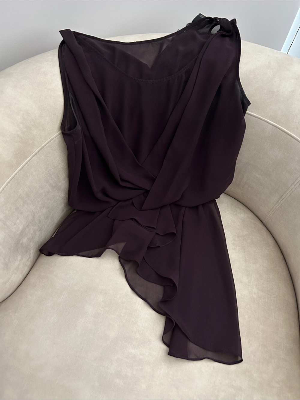 Kenneth Cole black Layered Chiffon Sleeveless Blouse